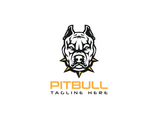 pitbull dog logo vector  illustration, logo template