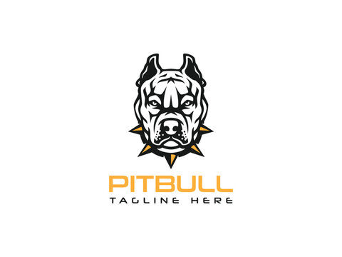 pitbull dog logo vector  illustration, logo template