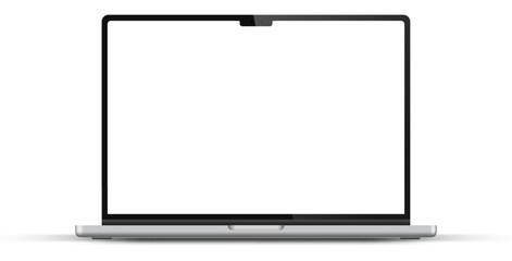 Modern laptop mockup front view on white background. Notebook mockup device mockup for ui ux app and website presentation Stock Vector.