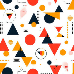 seamless pattern with triangles, circles and squares