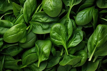 Fototapeta na wymiar a pile of green spinach leaves on top of a pile of green spinach leaves 