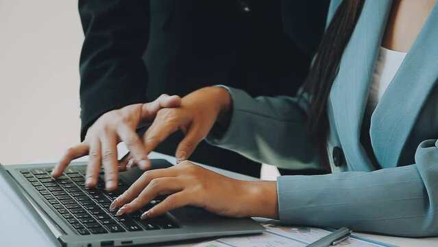 Beautiful young woman being victim of sexual harassment at workplace, copy space. Male boss touching his female secretary without permission at office. Corporate discrimination concept