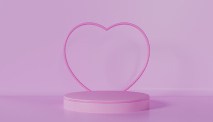 Stage Podium with Heart on pastel color background