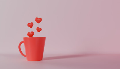 Valentines cup love podium on pastel color background