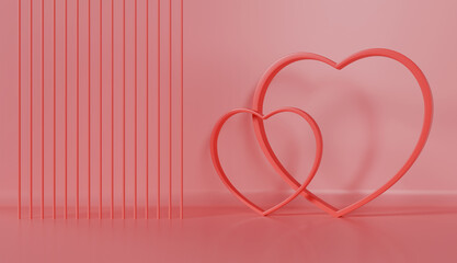 Valentines heart love on pastel color background