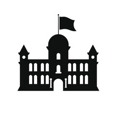 Building simple flat black and white icon logo, reminiscent of Brandenburg Gate, Architecture City Minimalist Simple Monochrome.