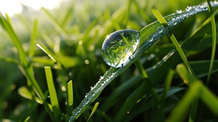 water drops on grass