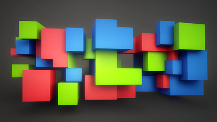 colorful abstract geometric 3d shapes background cluster artwork