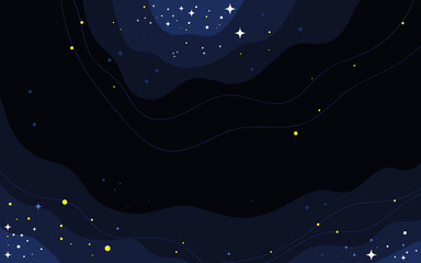Vector space background . Cute flat style template with Stars in Outer space