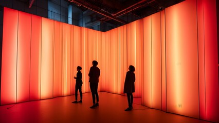 the room in an interactive light installation that responds to the rhythm of ambient sounds.
