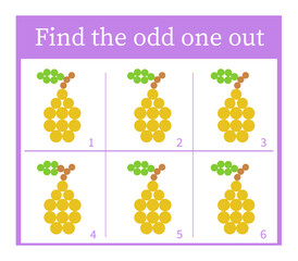 Puzzle game for preschool kids. Cartoon pear. Vector illustration.