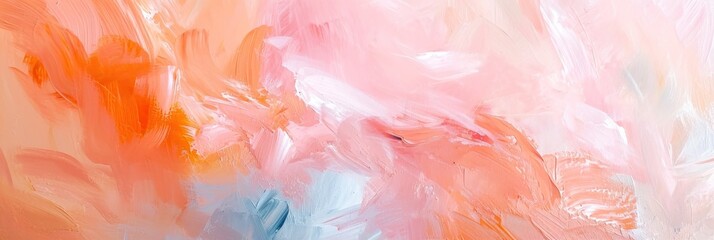 banner with a gradient flow of soft peach tones, using brush strokes to create a fluid and calming abstract background	
