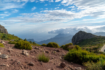 Coastline of Madeira seen from the Highest mountain pico do arieiro