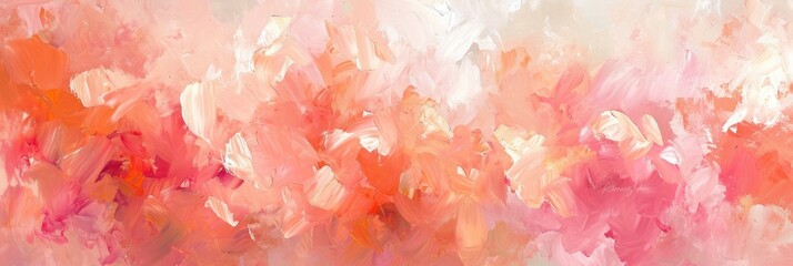 Fototapeta premium banner with a gradient flow of soft peach tones, using brush strokes to create a fluid and calming abstract background 