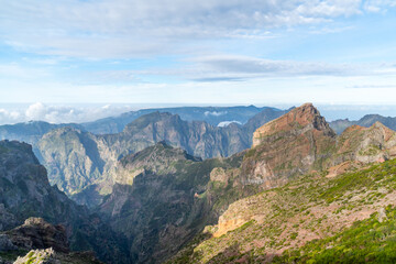 Naklejka premium stairways to heaven on pico do areeiro mountain 