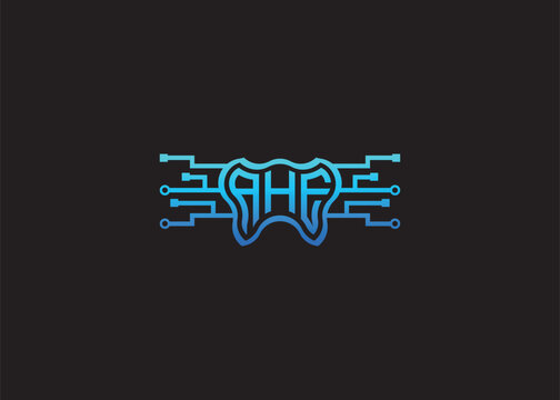 Letter AHE Modern Technology Vector Monogram Dental care shape Logo