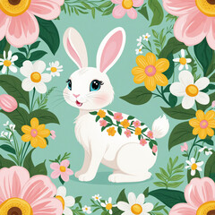 Floral Bunny Greeting Card