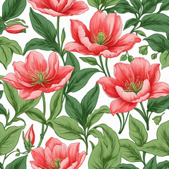Fototapeta premium Floral tulip print pattern