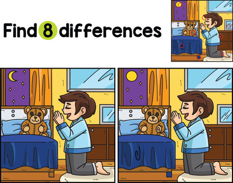 Christian Praying Child Find The Differences