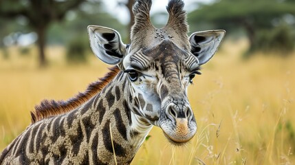 giraffe eating grass