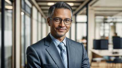 Fototapeta premium Confident Business Leaders in Office: Smiling Older Bank Manager and Happy Middle-Aged CEO