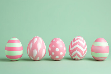 Fototapeta premium Easter layout made with Easter eggs and light green background. Spring holidays concept. Creative copy space.
