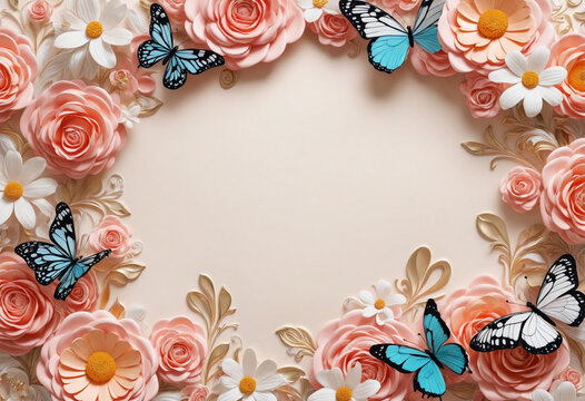 Floral and Butterfly 3D Wall Art Frame