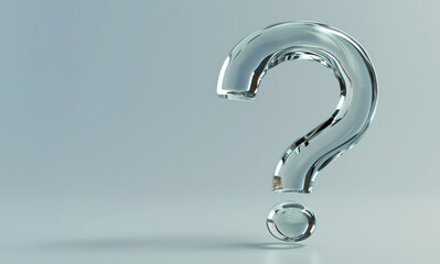 Naklejka premium 3D model of glass question mark on blue background