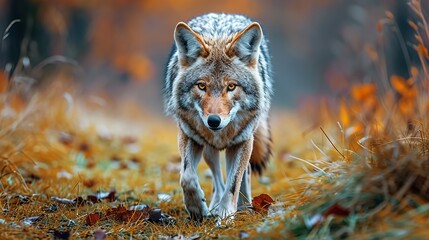 wolf in the woods - obrazy, fototapety, plakaty