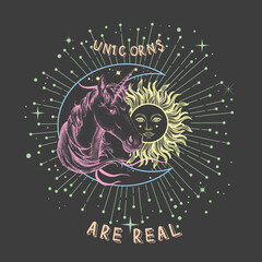 mystic unicorn and sun moon esoteric