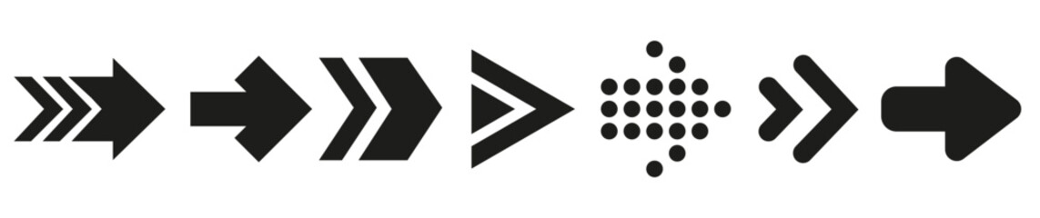 Fototapeta premium Dark arrows for background. Collection of vector arrows. Dark solid arrows.