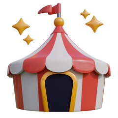 3d illustration,circus tent isolated on transparent background 