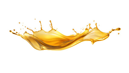 Oil splash on transparent background. Golden oil splash in png - obrazy, fototapety, plakaty