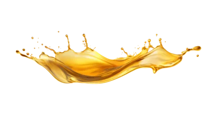 Fotobehang Oil splash on transparent background. Golden oil splash in png © yLemon