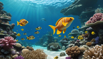 Obraz premium Underwater shoal of fish