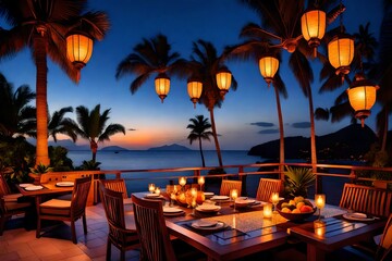 restaurant on the beach at night
