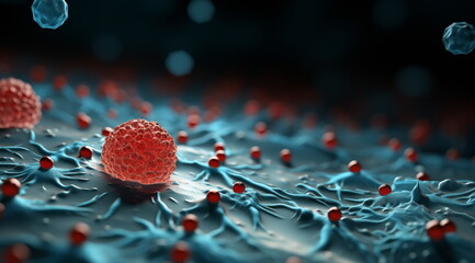 cancer cells concept, Virus cells concept, Tumor cells concept, 3d, illustration, Generated AI