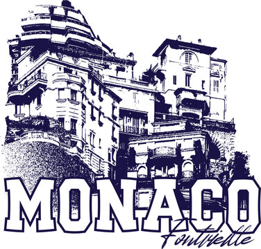 Monaco Fontvieille, Monako city ​​skyline silhouette