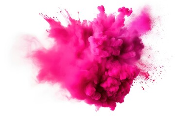  a pink cloud of colored powder is in the air on a white background with a white back ground and a white back ground with a white back ground and a white back ground.