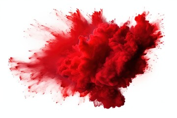  a red substance is in the air and is in the middle of a cloud of red smoke on a white background that appears to be floating or floating in the air.