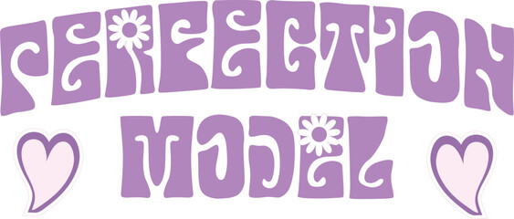 groovy slogan heart ying yang flowers wave 