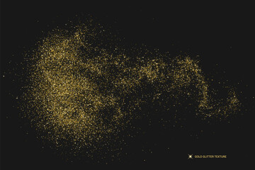 Gold light pattern texture on black backdrop. Abstract starlight. Yellow glitter background. Golden Explosion of Confetti. Vector illustration.	
