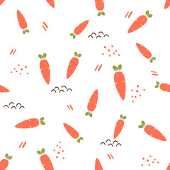Seamless pattern with carrot on white background vector illustration.