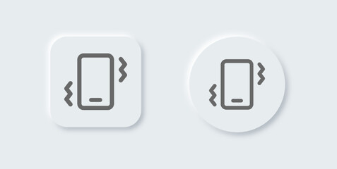 Shake phone line icon in neomorphic design style. Smartphone signs vector illustration.