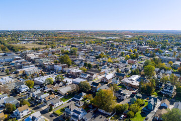 Small American town in countryside, surrounded by private homes in state of New Jersey