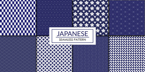 Japanese geometric seamless pattern collection, Decorative wallpaper