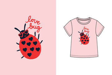 Love Bug Kids Girls Print T-Shirt 