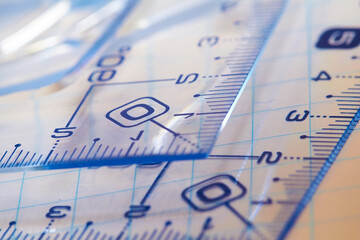 Plastic rulers on the white