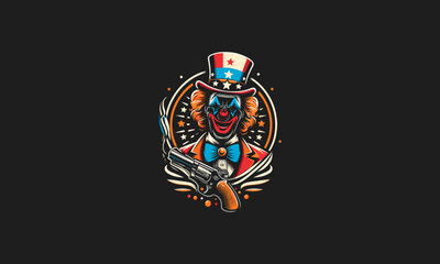 head clown wearing top hat vector logo design