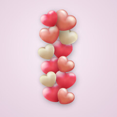 3d icon love for Valentine's day background, banner. Vector illustration